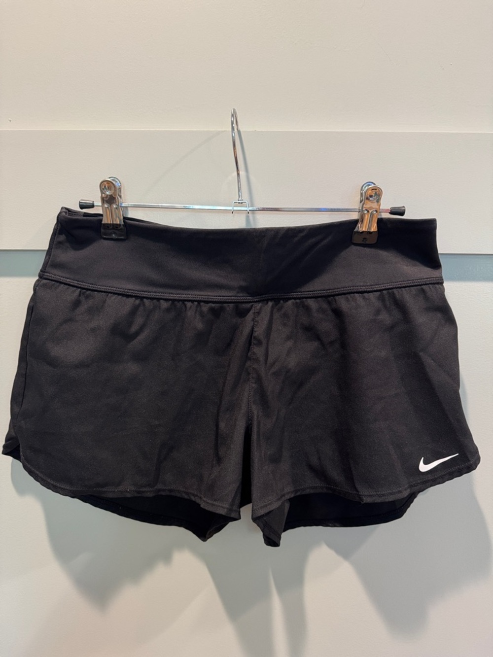 Nike Black Women's Athletic Swim Shorts with White Swoosh Logo